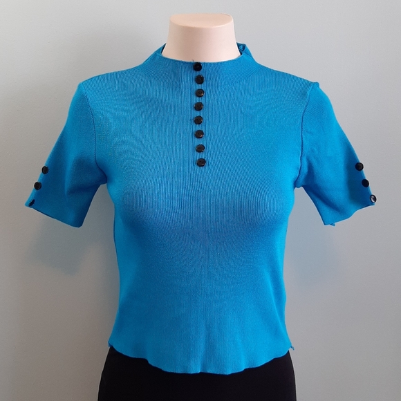 2️⃣9️⃣/4️⃣ Turquoise blue mini knits top - Picture 1 of 4